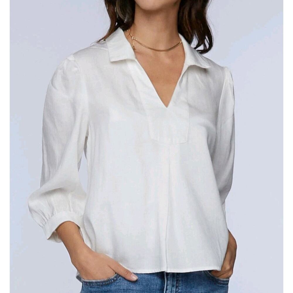 Billy T Emma Puff Shirt Women's M Blouse Collared Top Off White NWT Oldmoney